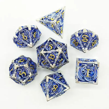 Hollow Dragon Metal Dice Set – 7-Piece RPG Dice