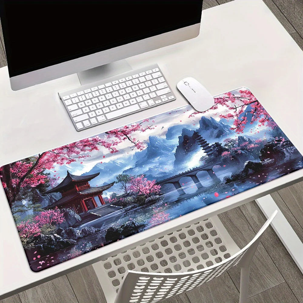 Cherry Blossom Landscape Desk and Keyboard Mat