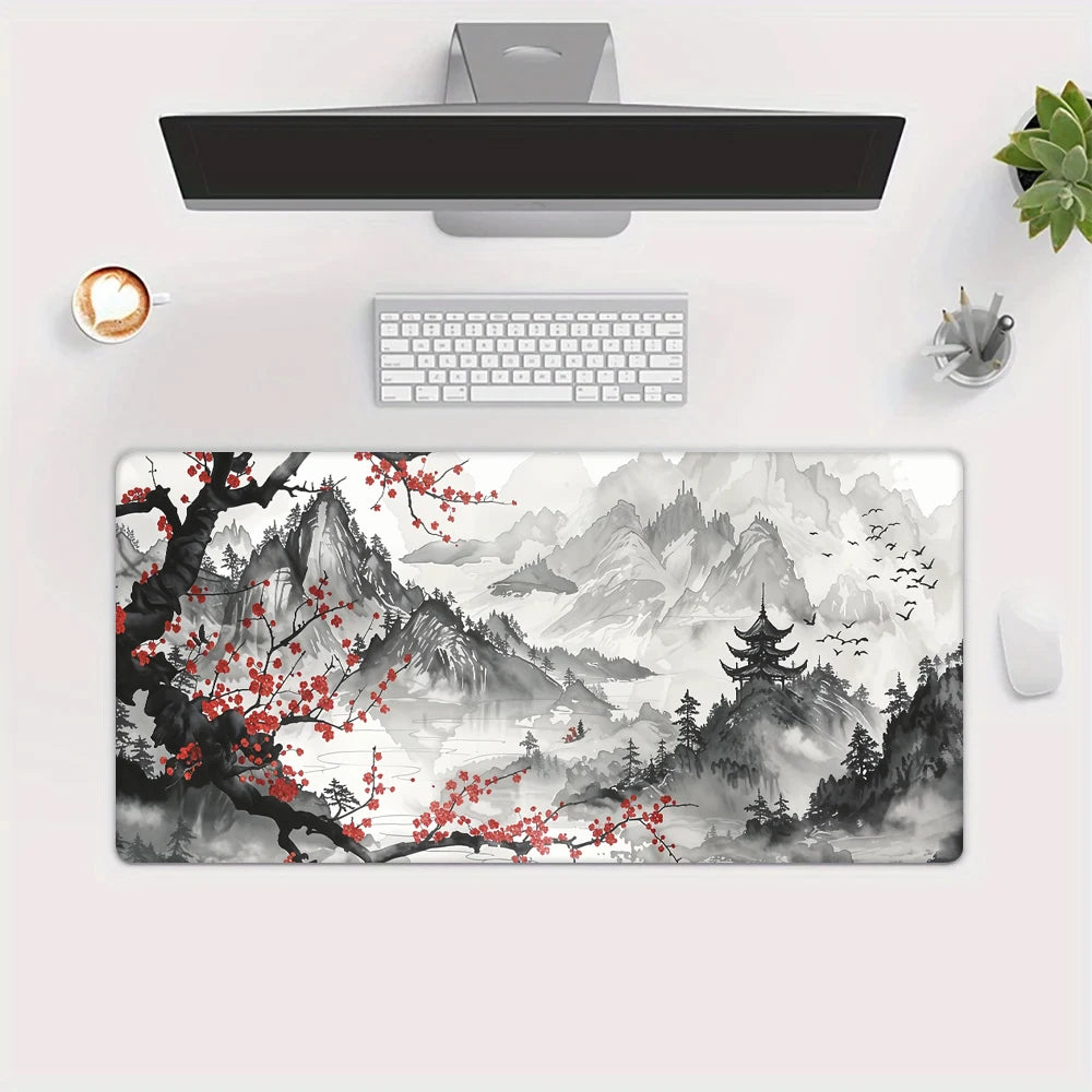 Cherry Blossom Landscape Desk and Keyboard Mat