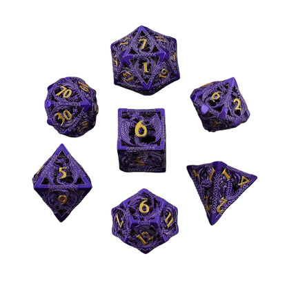 Hollow Dragon Metal Dice Set – 7-Piece RPG Dice