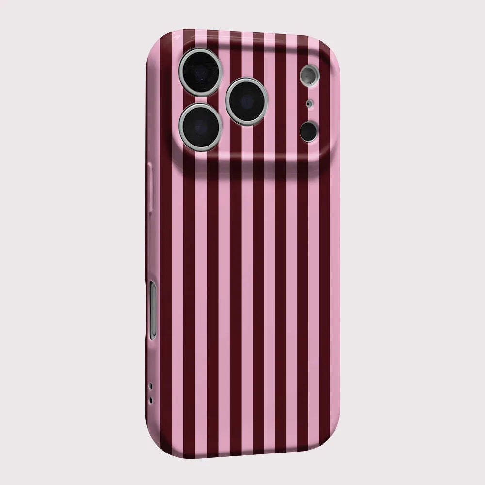 Pink & Maroon Striped Phone Case (for iPhone)