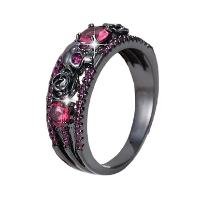 Punk Skull Flower Ring