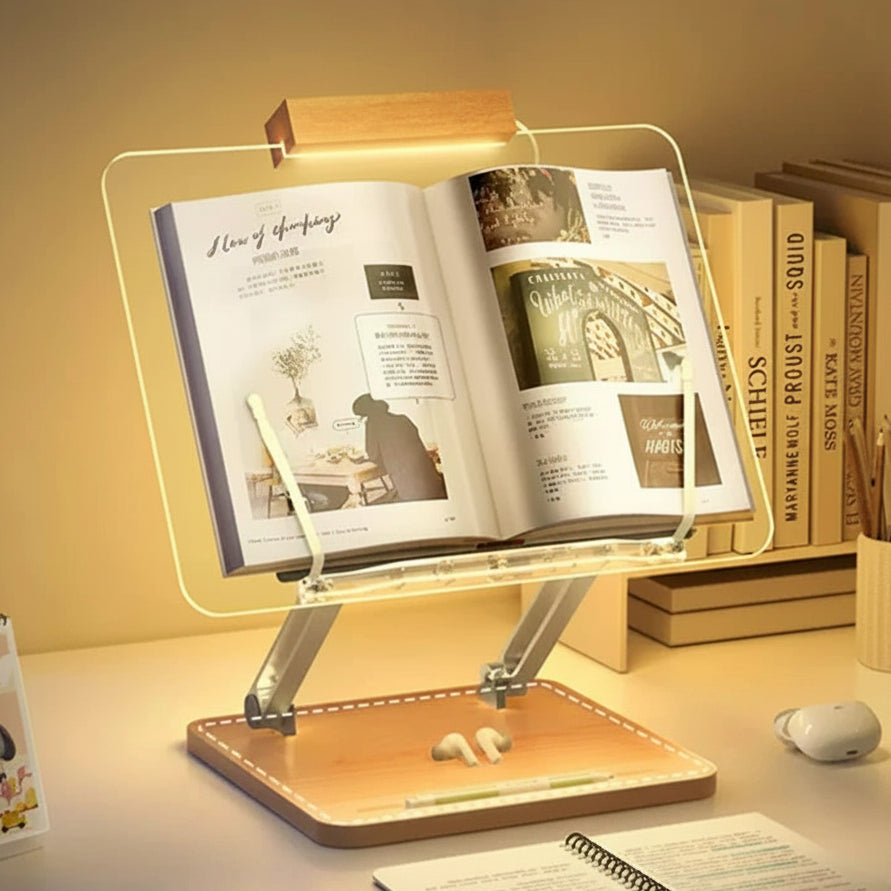 Wooden Tablet or Book Stand with Light