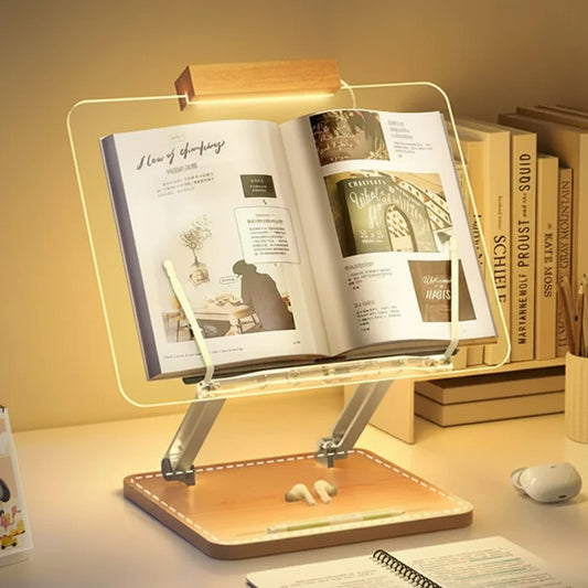 Wooden Tablet or Book Stand with Light