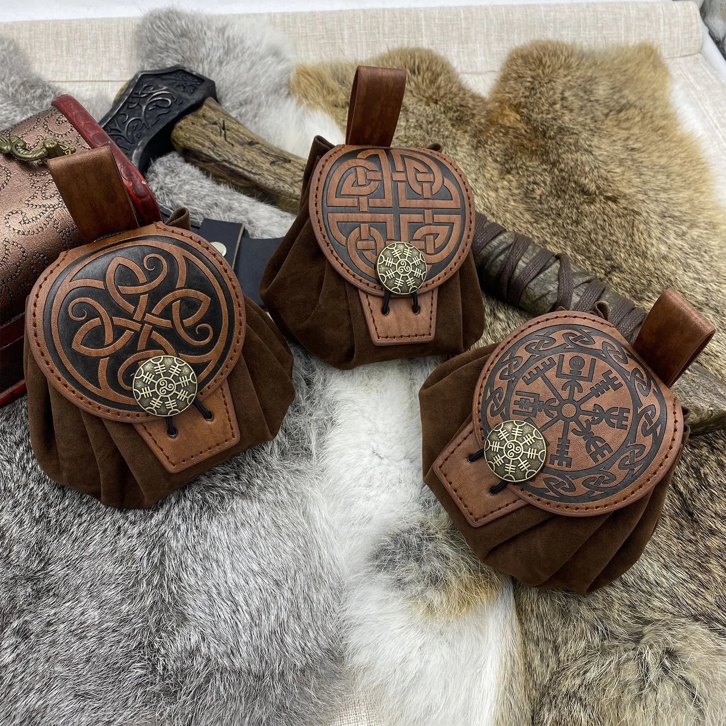 Medieval PU Leather Dice or Coin Bag