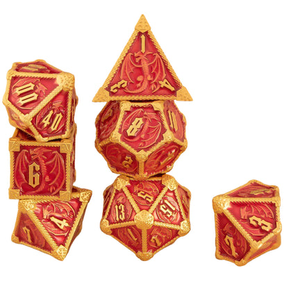 7 Piece Dice Set of Metal Dungeons and Dragons
