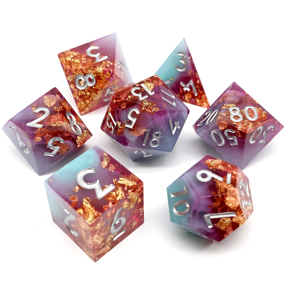 Gold Foil Resin DND Dice Set
