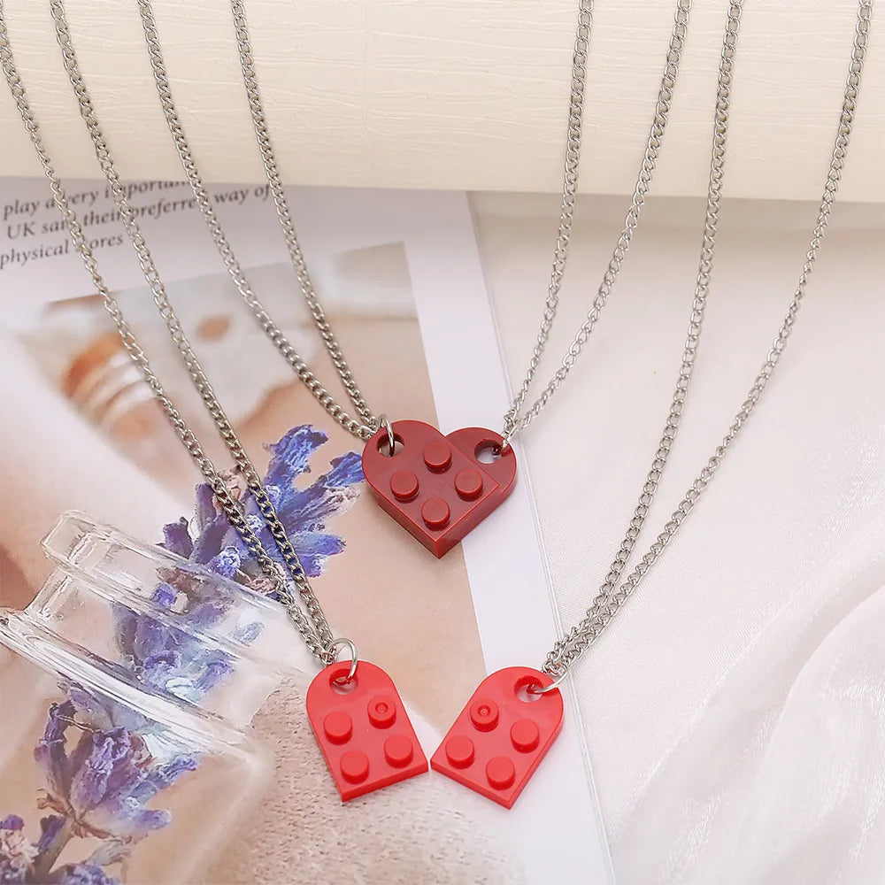 Brick Heart Necklace Set (2pc)