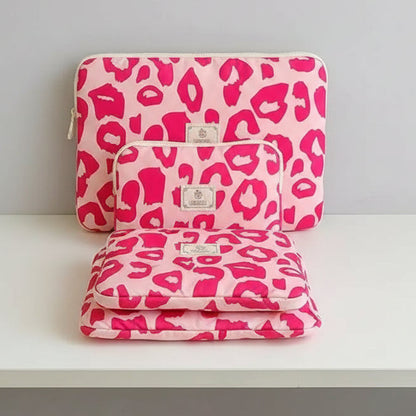 Pink Leopard Print Shockproof Laptop Bag