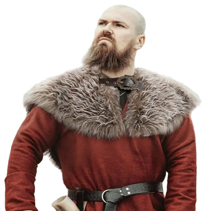 Viking Fur Collar Costume Cloak for Men