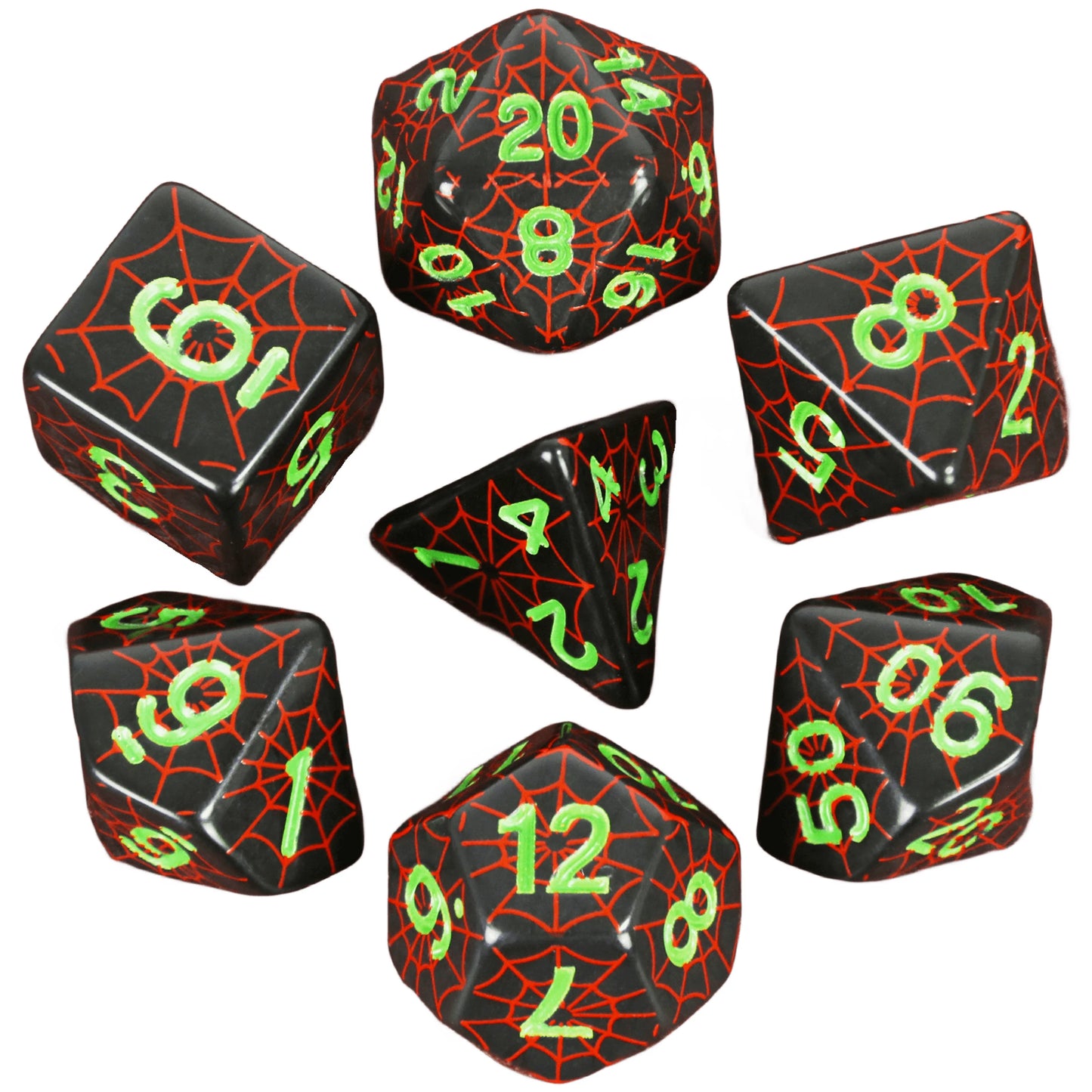 Spiderweb 7 Piece DND Dice Set