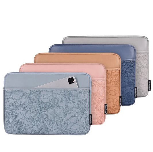 Floral Embossed PU Leather Laptop Bag