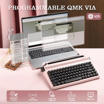 YUNZII QL75 Pink Typewriter Mechanical Keyboard