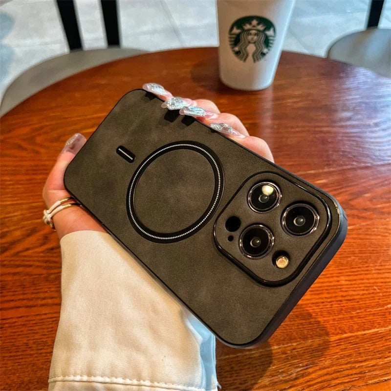 Luxury Faux Leather MagSafe Case (for iPhone)
