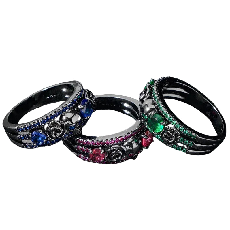 Punk Skull Flower Ring