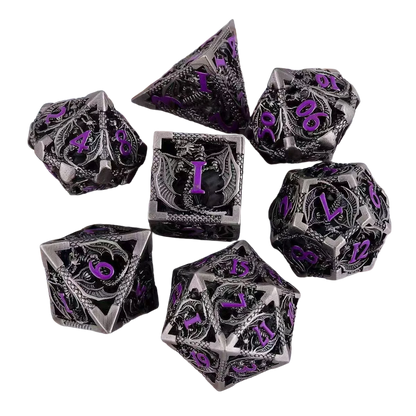 Hollow Dragon Metal Dice Set – 7-Piece RPG Dice
