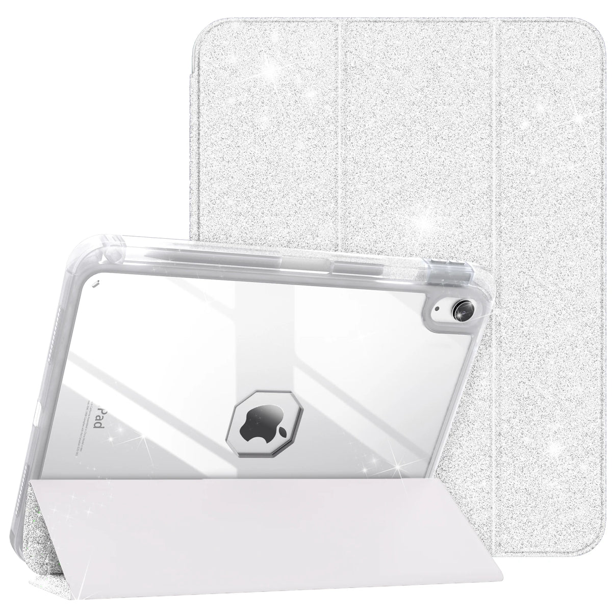 iPad 10th Generation Case with Pencil Holder – Clear Back Tri-Fold Stand