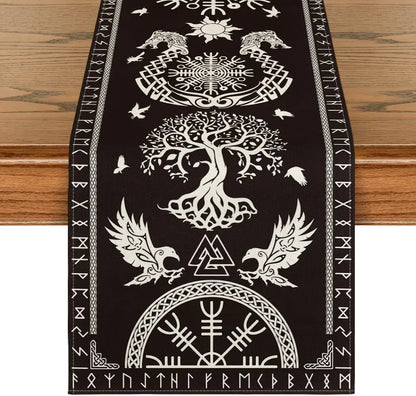 Vintage Viking Linen Table Runner