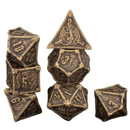7 Piece Dice Set of Metal Dungeons and Dragons