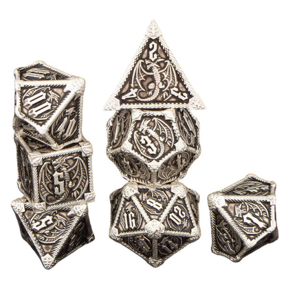 7 Piece Dice Set of Metal Dungeons and Dragons