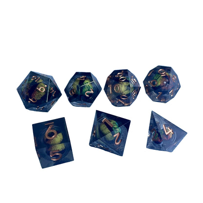 Suspended Eyeball 7 Piece Resin Dice Set