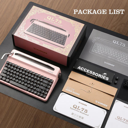 YUNZII QL75 Pink Typewriter Mechanical Keyboard