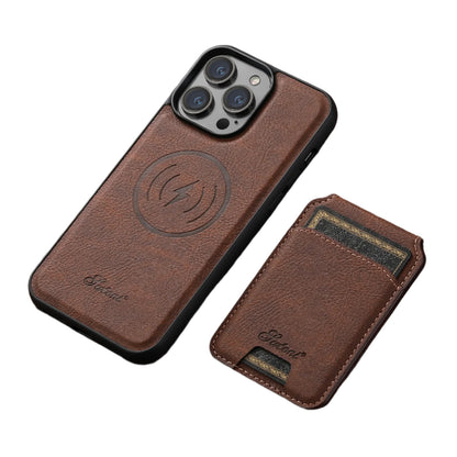 Faux Leather Magsafe iPhone Case & Wallet by Suteni - Chocolate
