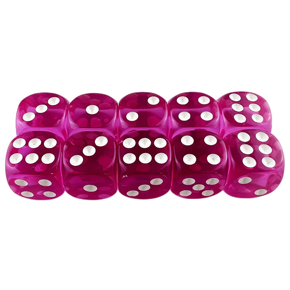 10pcs Transparent Colourful 6-sided Dice Set