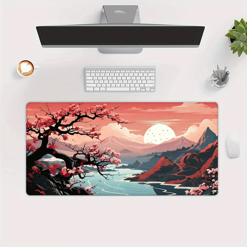 Cherry Blossom Landscape Desk and Keyboard Mat