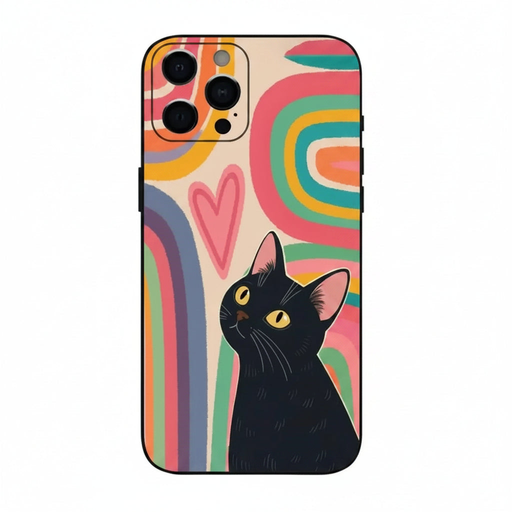 Colourful Cartoon Cat Phone Case (for iPhone)
