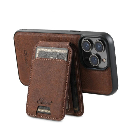 Faux Leather Magsafe iPhone Case & Wallet by Suteni - Chocolate