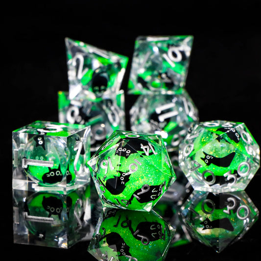 Cat Themed Resin Dice Set for DND 7pcs