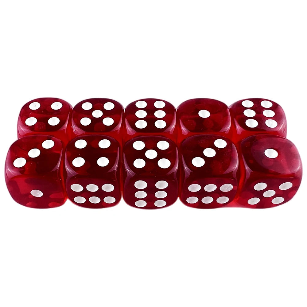 10pcs Transparent Colourful 6-sided Dice Set
