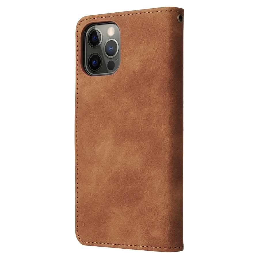 Protective Leather Flip iPhone Case - Brown