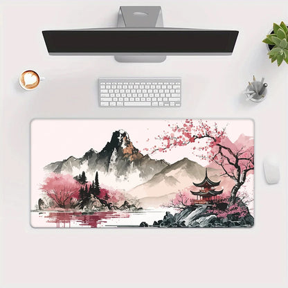 Cherry Blossom Landscape Desk and Keyboard Mat