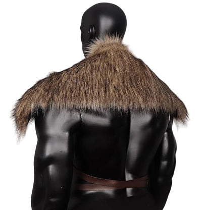 Medieval Viking Faux Fur Shoulder Cape Costume for Men