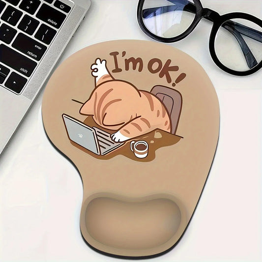 Coffee Cat Cute Ergonomic Wrist Rest Mouse Pad
