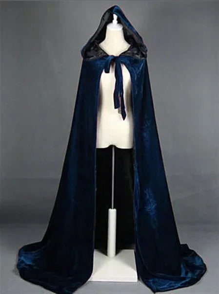 Long Hooded Velvet Costume Cloak