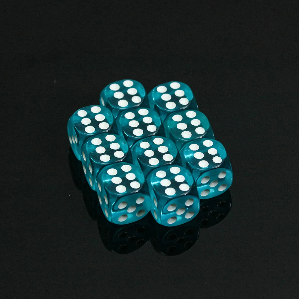10pcs Transparent Colourful 6-sided Dice Set