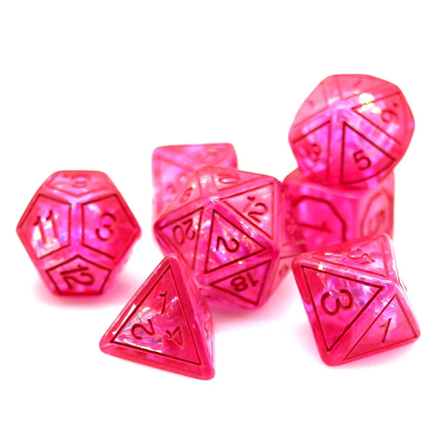 Hot Pink Translucent 7pc Dice Set