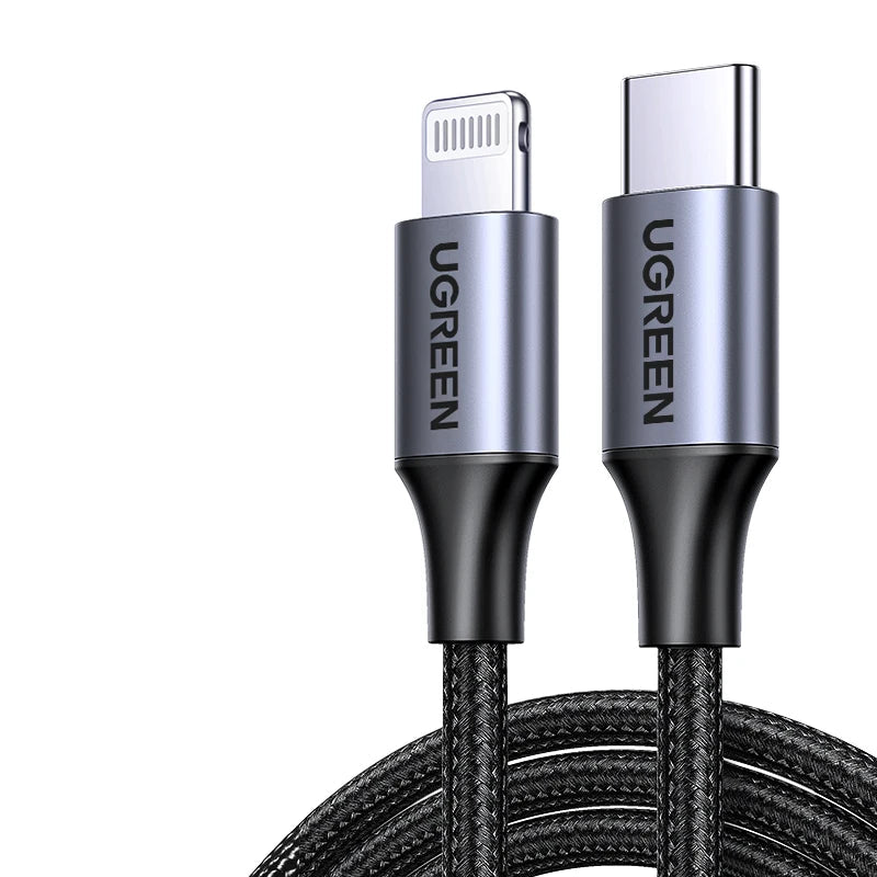 UGREEN MFi 20W USB-C to Lightning cable in aluminium grey