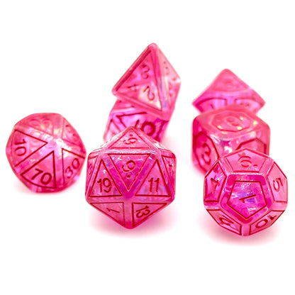 Hot Pink Translucent 7pc Dice Set