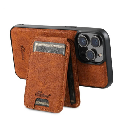 Faux Leather Magsafe iPhone Case & Wallet by Suteni - Tan