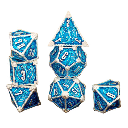 7 Piece Dice Set of Metal Dungeons and Dragons