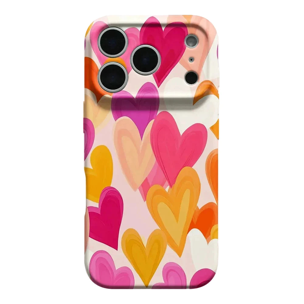 Colourful pink and orange love heart iPhone case