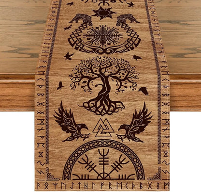Vintage Viking Linen Table Runner