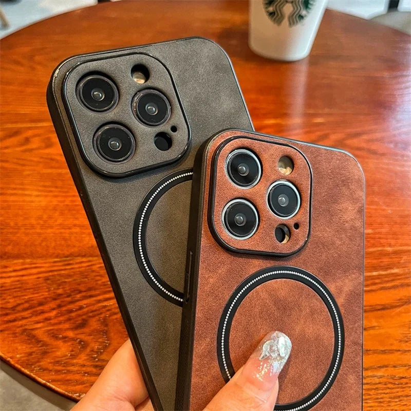 Luxury Faux Leather MagSafe Case (for iPhone)