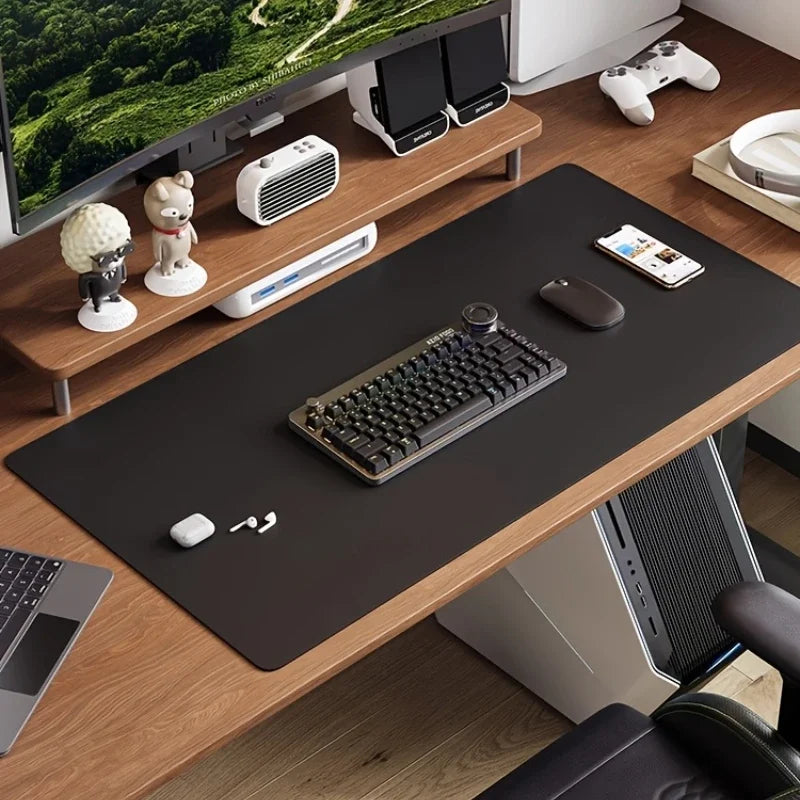 Solid Colour PU Leather Waterproof Desk Mat