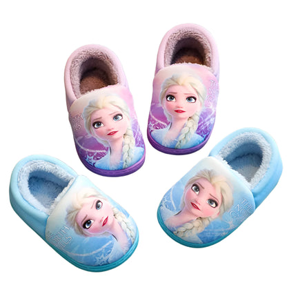 Kids Fluffy Winter Slippers with Elsa