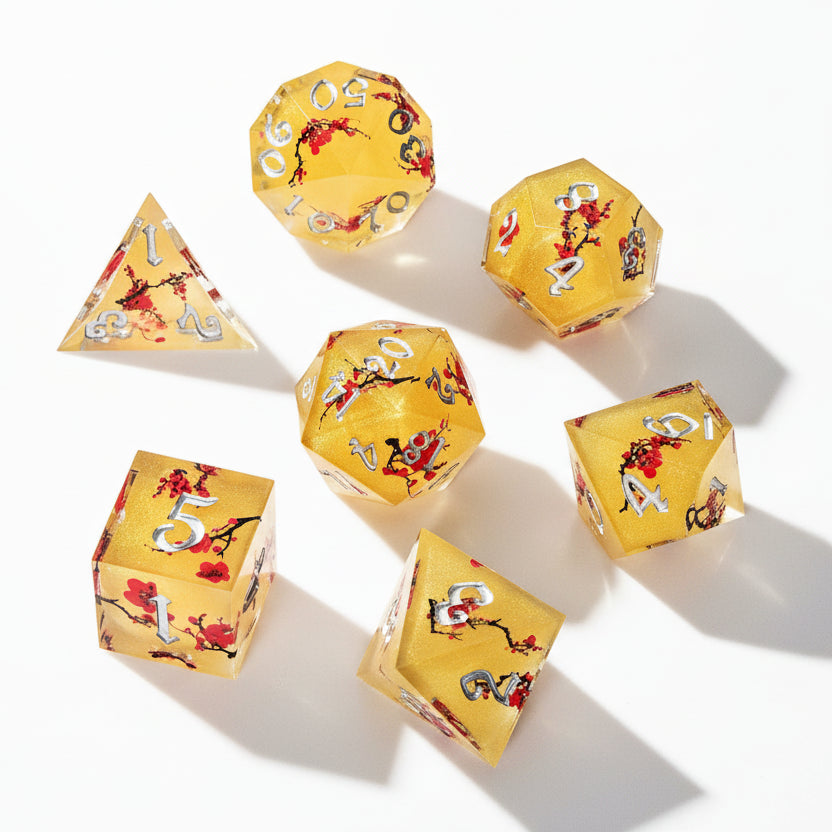 Bees and Blossoms 7 Piece Dice Set